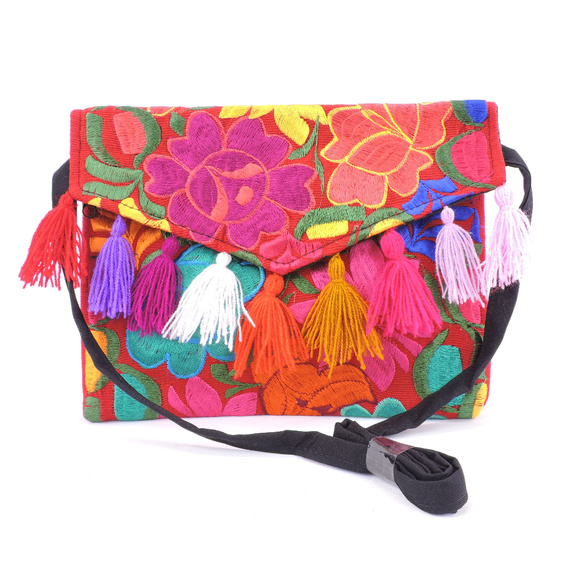 Handmade Boho Crossbody Purse Tassel Embroidered - Picture 4 of 4